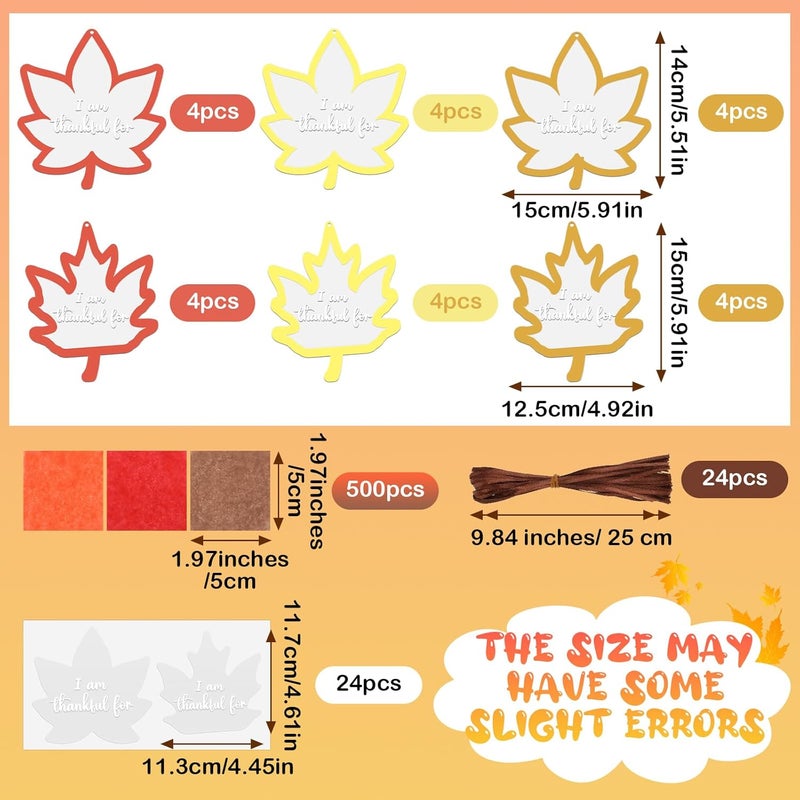 Chiisong 24 Sets Fall Maple Crafts Kit DIY Tissue Paper Sign Crafts for Back to School Fall Harvest Thanksgiving Religious Christian Party Fun Home Actives - Image 2